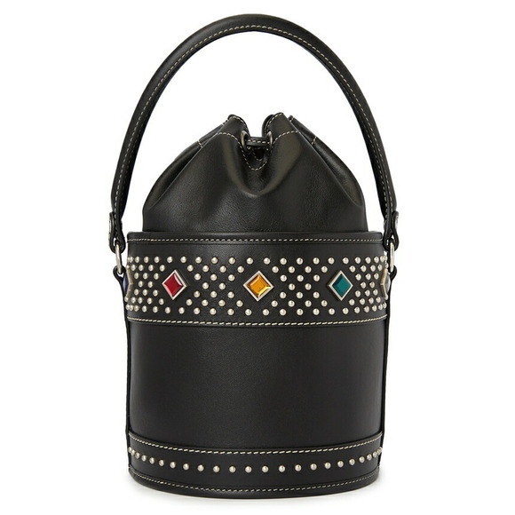 Saint Laurent Bahia Embellished Leather Bucket Bag Black - Picture 4 of 10